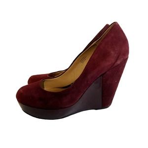 Le Chateau Wine Color Wedge High Heel Shoes Size 9 Platform